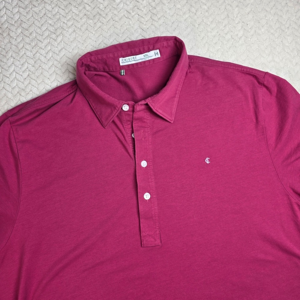 Criquet Mens XXL Slim Fit Polo Shirt Magenta Pink Short Sleeve Cotton‎ Jersey